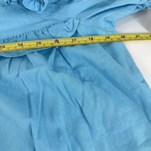 Stoney Clover Lane Womens Blue Short Sleeve Ruffle Linen Dress Med - Picture 13 of 15